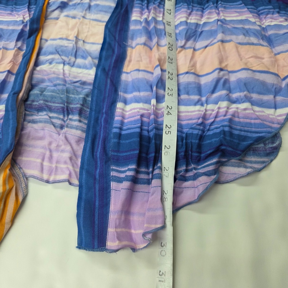 New Directions Women's Size L Striped Kimono Cardigan Blue Purple Orange Tassels - Picture 6 of 8